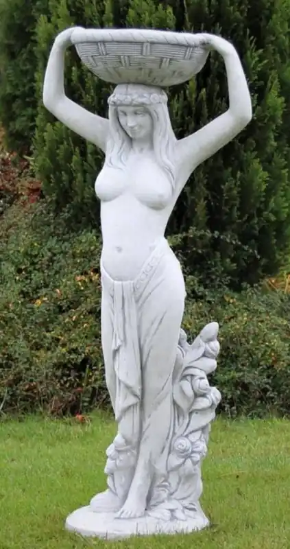 Sonderangebot Casa Padrino Jugendstil Garten Deko Skulptur Frau mit Blumentopf Grau H. 98 cm - Elegante Garten Deko Stein Figur mit Pflanzentopf - Barock & Jugendstil Garten Deko Accessoires