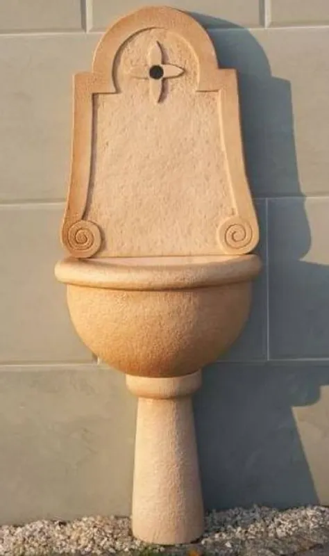 Casa Padrino Jugendstil Wandbrunnen Beige 53 x 36 x H. 140 cm - Eleganter Gartenbrunnen - Gartendeko Stein Brunnen - Barock & Jugendstil Garten Deko Accessoires Super-Preis