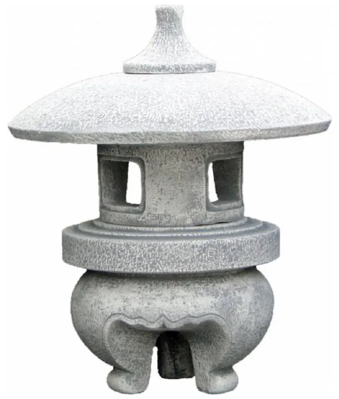 Casa Padrino Garten Leuchte im Japanischen Stil Pagode Weiß / Grau Ø 42 x H. 51 cm - Kleine Garten & Terrassen Leuchte - Wetterbeständige Garten Laterne - Garten Terrassen Beleuchtung Ab Werk