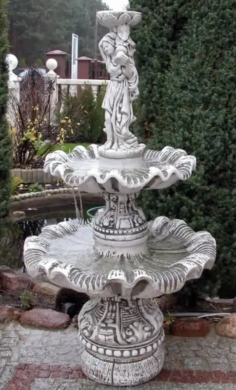 Expressversand Casa Padrino Jugendstil Springbrunnen Grau Ø 92 x H. 161 cm - Prunkvoller Gartenbrunnen - Gartendeko Brunnen - Barock & Jugendstil Garten Deko Accessoires