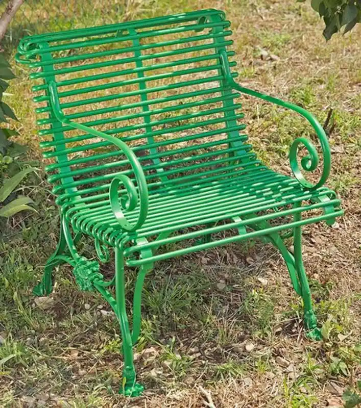 Must-Have Casa Padrino Jugendstil Gartenstuhl Grün 65 x 60 cm - Handgefertigter Schmiedeeisen Stuhl mit Armlehnen - Nostalgische Garten Möbel