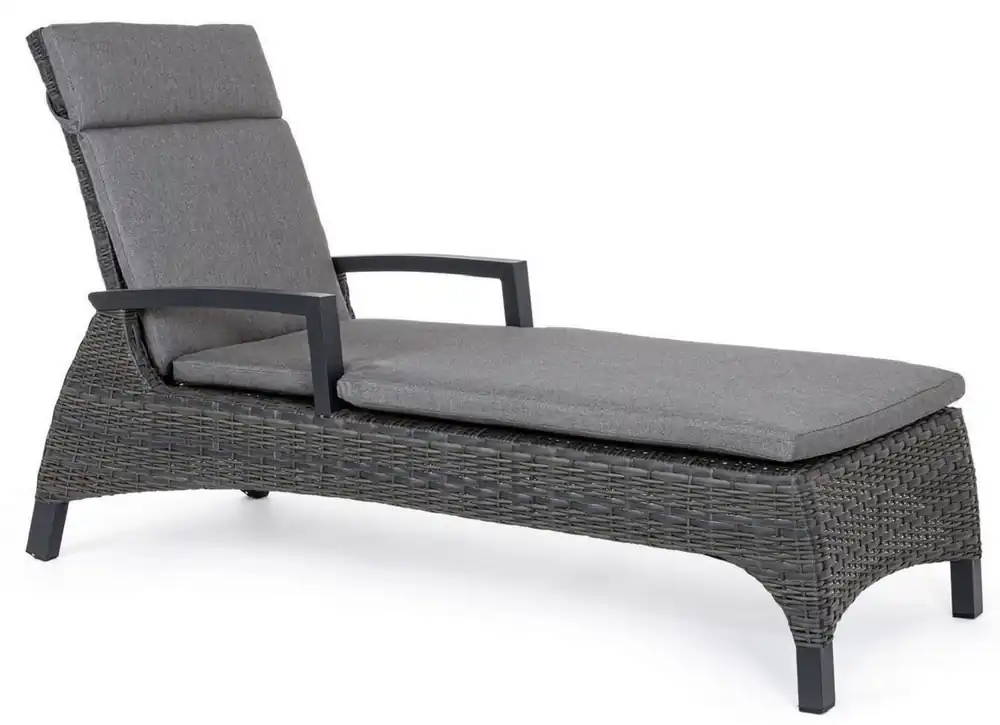 Kostenfreie Lieferung Casa Padrino Luxus Gartenliege Grau / Anthrazit 205 x 70 x H. 72-106 cm - Moderne Wetterbeständige Liege mit verstellbarer Rückenlehne und Armlehnen - Garten Hotel Pool Möbel - Luxus Qualität