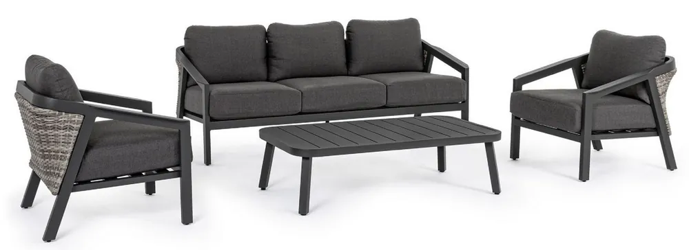 Ab Werk Casa Padrino Luxus Gartenmöbel Set Anthrazit - 1 Gartensofa & 2 Gartensessel & 1 Gartentisch - Moderne Luxus Garten & Terrassen Möbel - Luxus Kollektion