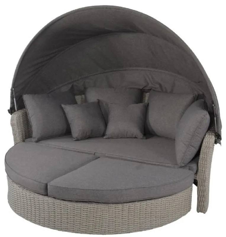 Mega-Angebot Casa Padrino Luxus Liegeinsel Dunkelgrau / Grau 200 x 182 x H. 161 cm - Wetterbeständiges Lounge Sofa mit Sonnendach - Moderne Garten Terrassen Hotel Möbel