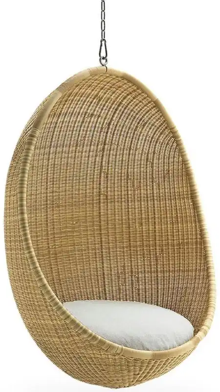 Casa Padrino Luxus Outdoor Hängesessel Naturfarben / Hellgrau 85 x 72 x H. 120 cm - Wetterbeständiger Garten & Terrassen Hängesessel in Eiform - Garten & Terrassen Möbel - Luxus Qualität Versand Am Gleichen Tag