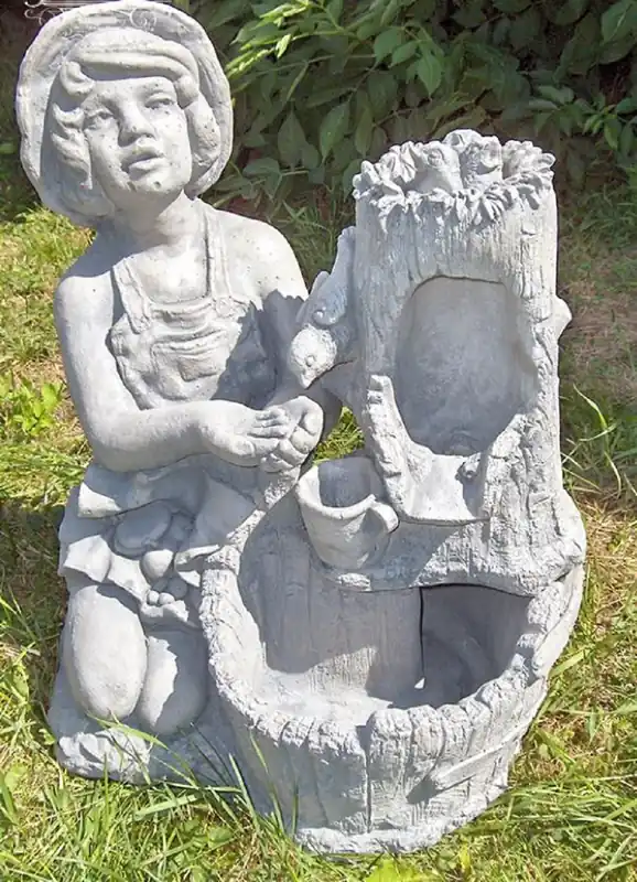 Preisknaller Casa Padrino Jugendstil Brunnen Grau H. 59 cm - Eleganter Garten & Terrassen Deko Stein Brunnen - Barock & Jugendstil Garten & Terrassen Deko Accessoires