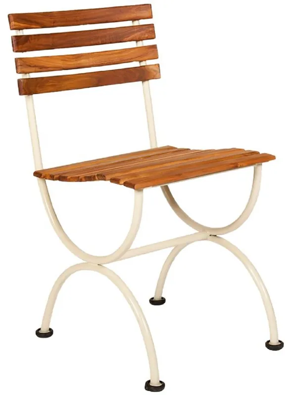 Casa Padrino Luxus Jugendstil Gartenstuhl Braun / Cremefarben 43 x 42 x H. 79 cm - Garten & Terrassen Stuhl - Jugendstil Garten & Terrassen Möbel Angebot