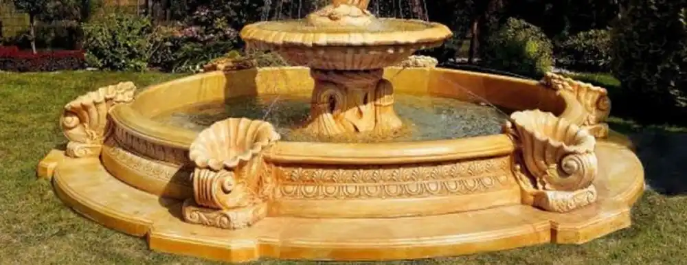 Casa Padrino Barock Springbrunnen Umrandung Beige Ø 445 x H. 58 cm - Runde Gartenbrunnen Umrandung - Brunnen Umrandung - Prunkvolle Gartendeko im Barockstil Sichere Zahlung