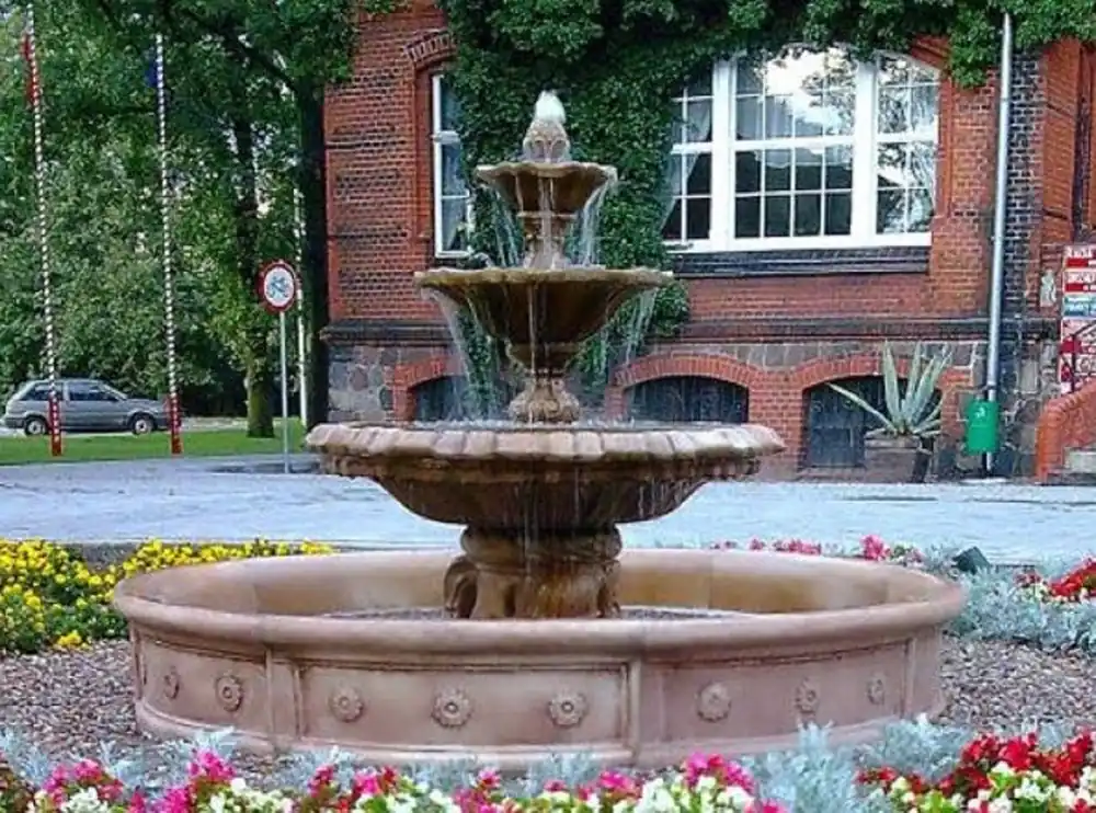 Preis Gesenkt Casa Padrino Barock Springbrunnen mit Umrandung Braun Ø 265 x H. 180 cm - Gartenbrunnen - Gartendeko Brunnen - Prunkvolle Barock Garten Deko Accessoires
