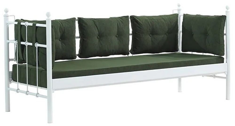 Geprüft Casa Padrino Jugendstil Gartensofa Weiß / Dunkelgrün 200 x 70 x H. 92 cm - Garten Sofa - Terrassen Sofa - Garten & Terrassen Möbel