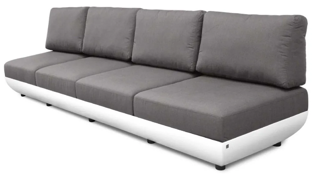 Weltweiter Versand Casa Padrino Luxus Gartensofa Matt Weiß / Dunkelgrau 330 x 95 x H. 90 cm - Wetterbeständiges Garten Terrassen Sofa mit verstellbaren Rückenlehnen - Hotel Möbel - Luxus Qualität