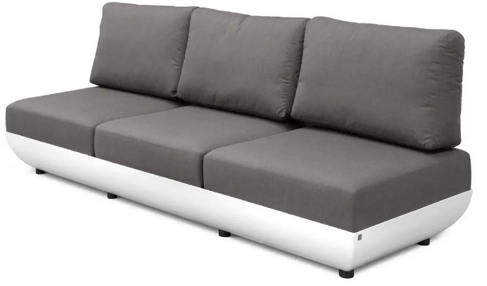 Gratis Versand Casa Padrino Luxus Gartensofa Matt Weiß / Dunkelgrau 250 x 95 x H. 90 cm - Wetterbeständiges Garten Terrassen Sofa mit verstellbaren Rückenlehnen - Hotel Möbel - Luxus Qualität