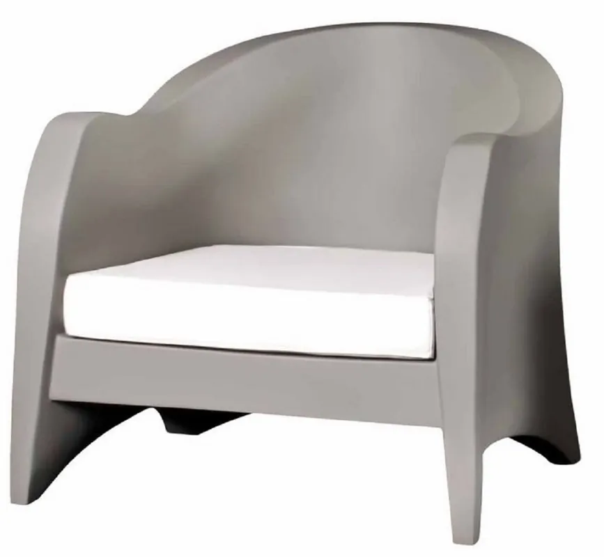 Casa Padrino Luxus Gartensessel Matt Grau / Weiß 79 x 72 x H. 73 cm - Wetterbeständiger Garten Terrassen Sessel - Hotel Möbel - Luxus Qualität Super-Preis
