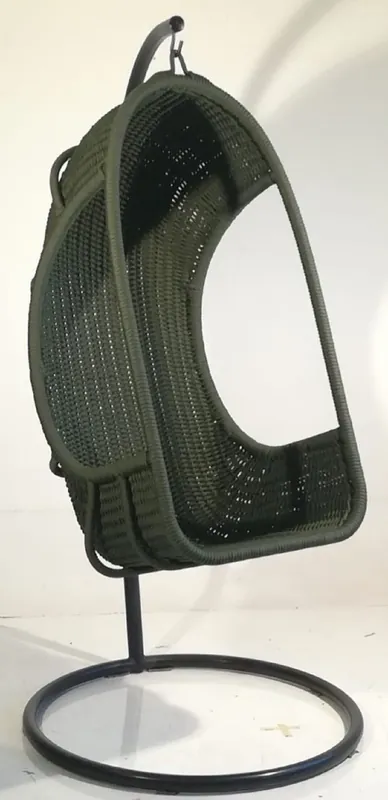 Casa Padrino Luxus Schaukelsessel Army Grün / Schwarz 66 x 60 x H. 130 cm - Handgewebter Wetterbeständiger Sessel - Wohnzimmer Garten Terrassen Möbel - Luxus Qualität Online Kaufen