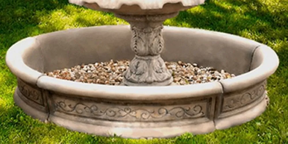 Casa Padrino Barock Springbrunnen Umrandung Grau Ø 192 x H. 36 cm - Runde Gartenbrunnen Umrandung - Brunnen Umrandung - Prunkvolle Gartendeko im Barockstil Neu
