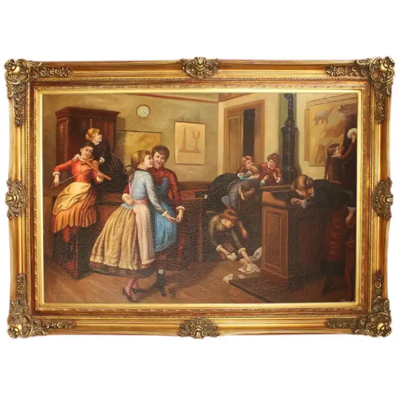 Riesiges Handgemaltes Barock Öl Gemälde Tanz Mod1. Gold Prunk Rahmen 225 x 165 x 10 cm - Massives Material Expressversand