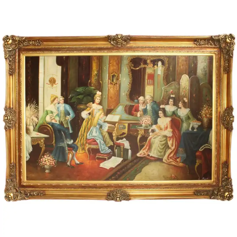 Online Kaufen Riesiges Handgemaltes Barock Öl Gemälde Gesellschaft Gold Prunk Rahmen 225 x 165 x 10 cm - Massives Material