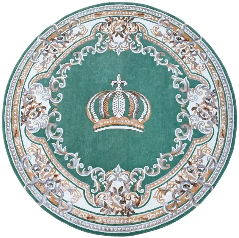 Schneller Versand Runder Pompöös by Casa Padrino Luxus Barock Teppich Krone von Harald Glööckler Grün / Weiß / Braun - Verschiedene Größen