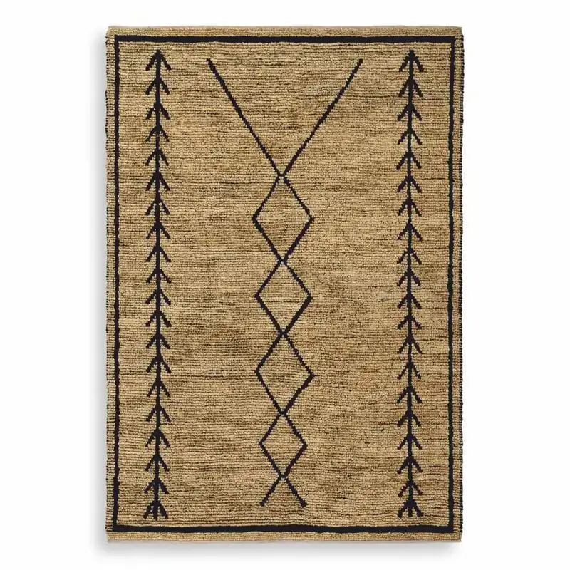 Casa Padrino Luxus Jute Teppich Beige / Schwarz 200 x 300 cm - Handgewebt Neu
