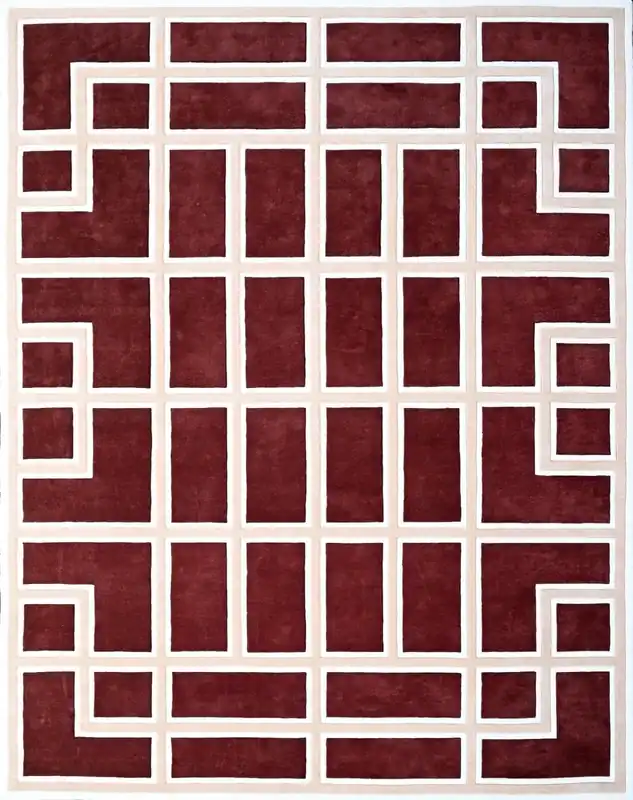 Preis Gesenkt Casa Padrino Luxus Teppich mit Mäander Muster Bordeauxrot / Creme 300 x 400 cm