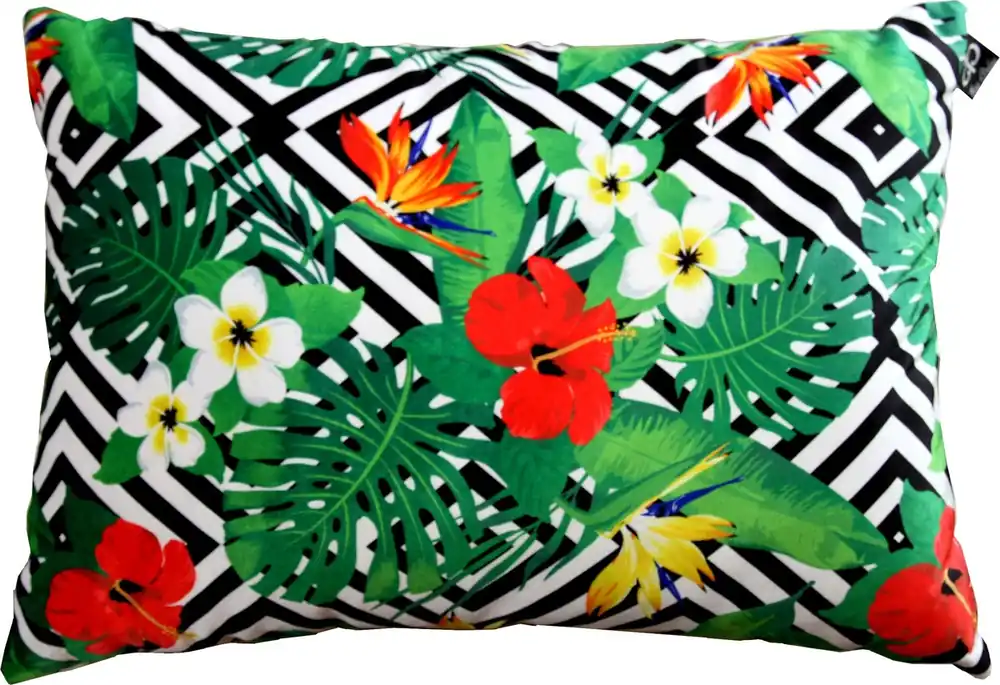Saisonangebot Casa Padrino Luxus Kissen Miami Flowers Schwarz / Weiß / Mehrfarbig 35 x 55 cm - Feinster Samtstoff - Wohnzimmer Deko Zierkissen