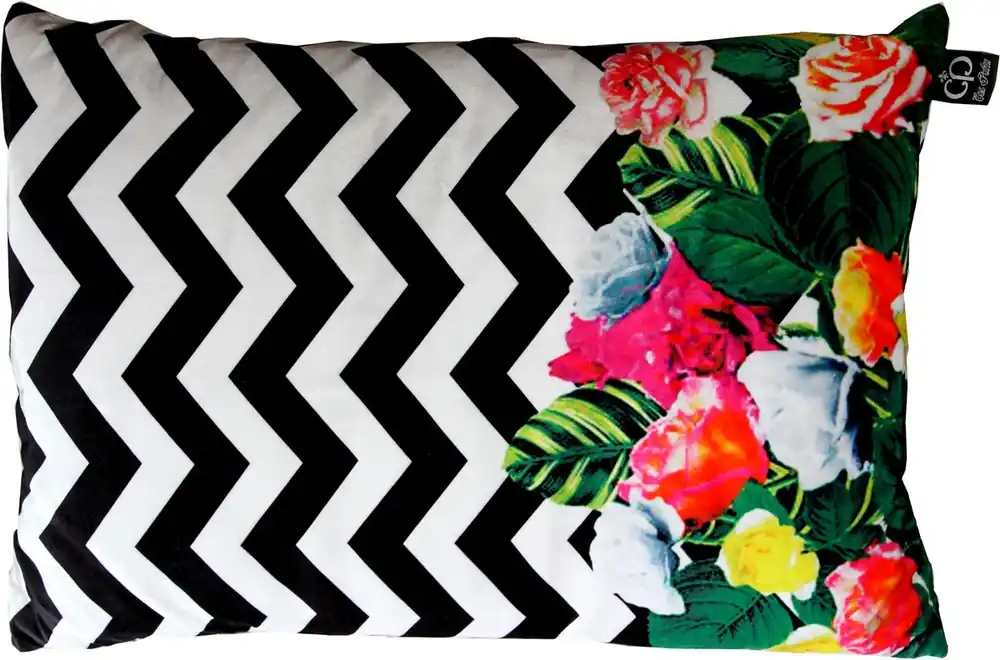 Casa Padrino Luxus Kissen Miami Flowers 35 x 55 cm - Feinster Samtstoff - Deko Wohnzimmer Kissen Preiswert