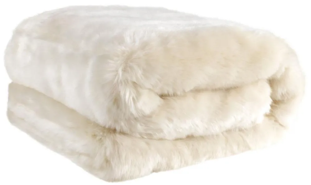 Jetzt Kaufen Casa Padrino Luxus Tagesdecke / Wohndecke Weiß 170 x 145 cm - Kunstfell Kuscheldecke
