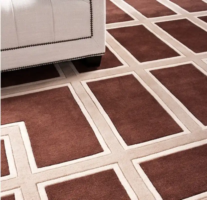 Neue Ware Wunderschöner Luxus Teppich aus 100% Neuseeland-Wolle mit Mäander Muster, Braun / Creme, Samtweich 300 x 400 cm - Hochwertige Qualität