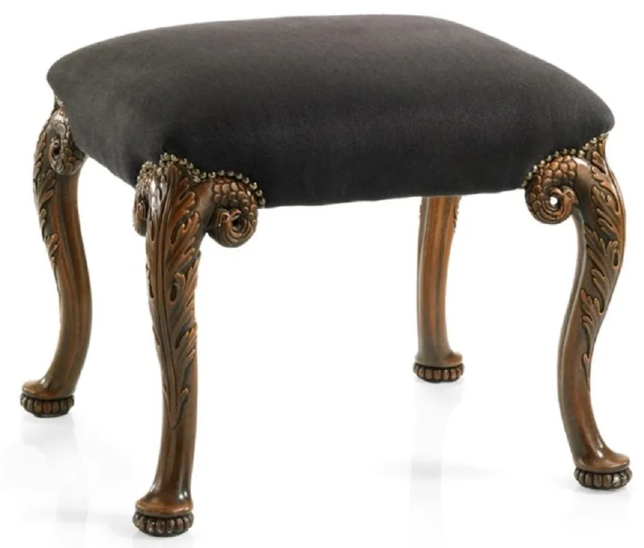 Sonderangebot Casa Padrino Luxus Barock Hocker Schwarz / Braun - Handgefertigter Barockstil Sitzhocker - Barock Fußhocker - Barock Möbel - Edel & Prunkvoll - Luxus Qualität - Made in Italy
