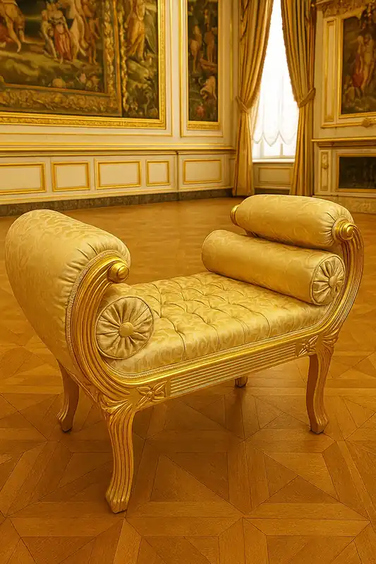 Casa Padrino Barock Schemel mit elegantem Muster und Glitzersteinen Gold - Handgefertigter Antik Stil Hocker - Barockstil Hocker - Wohnzimmer Möbel im Barockstil - Barock Möbel Sale