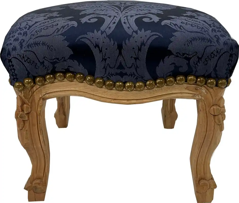 Preis Gesenkt Casa Padrino Barock Fußhocker Royalblau Muster / Naturfarben - Handgefertigter Antik Stil Hocker mit elegantem Muster - Wohnzimmer Möbel im Barockstil - Barock Möbel