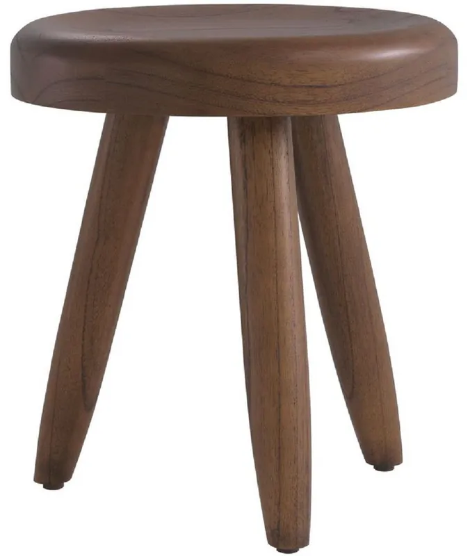 Casa Padrino Luxus Sitzhocker Braun Ø 31 x H. 34 cm - Massivholz Hocker - Runder Mindi Holz Sitzhocker - Luxus Möbel Super-Preis