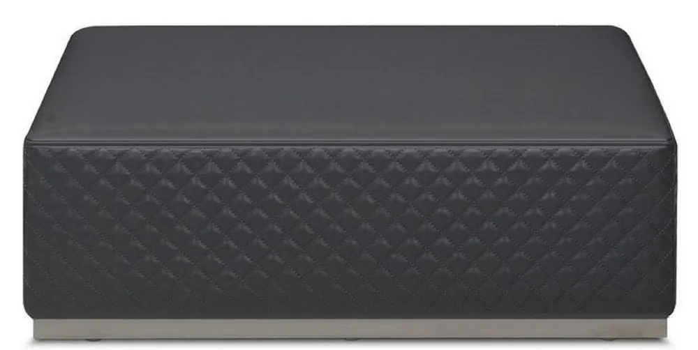 Casa Padrino Luxus Leder Hocker / Fußhocker Grau 89 x 89 x H. 30 cm - Wohnzimmer Möbel - Echtleder Möbel Bestseller
