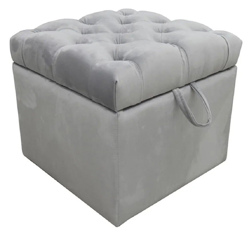 Casa Padrino Luxus Chesterfield Truhe mit Sitzfläche 50 x 50 x H. 48 cm - Verschiedene Farben - Gepolsterter klappbarer Hocker - Hocker Truhe - Luxus Qualität Direktkauf