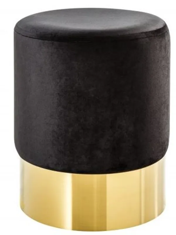 Top-Qualität Casa Padrino Designer Rundhocker Schwarz / Gold B. 35 x H. 41 cm - Wohnzimmer Möbel