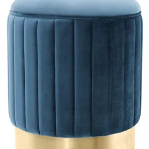 Ab Werk Casa Padrino Hocker Blau / Messing Ø 40 x H. 45 cm - Luxus Sitzhocker
