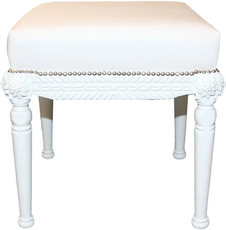 Gleich Bestellen Casa Padrino Barock Antik Stil Sitzhocker in Weiß/Weiß B 56 cm, H 54 cm - Barock Sitzhocker
