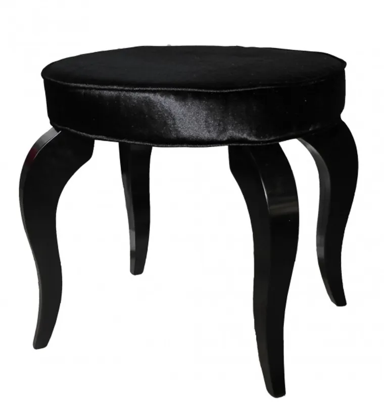 Original Casa Padrino Barock Sitzhocker Schwarz / Schwarz - Designer Rundhocker - Luxus Qualität