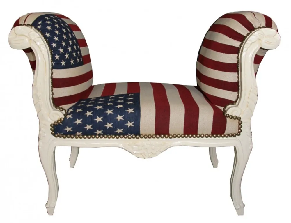 Barock Schemel Hocker USA Design / Creme - Sitzbank USA Flagge Jetzt Bestellen