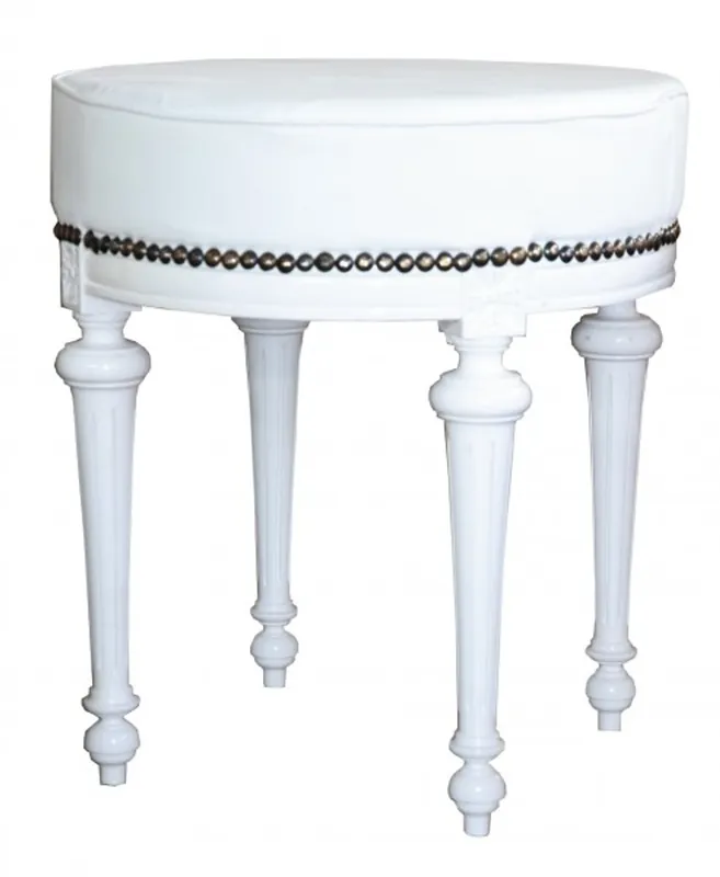 Aktuell Casa Padrino Barock Sitzhocker / Rundhocker Weiß / Weiß