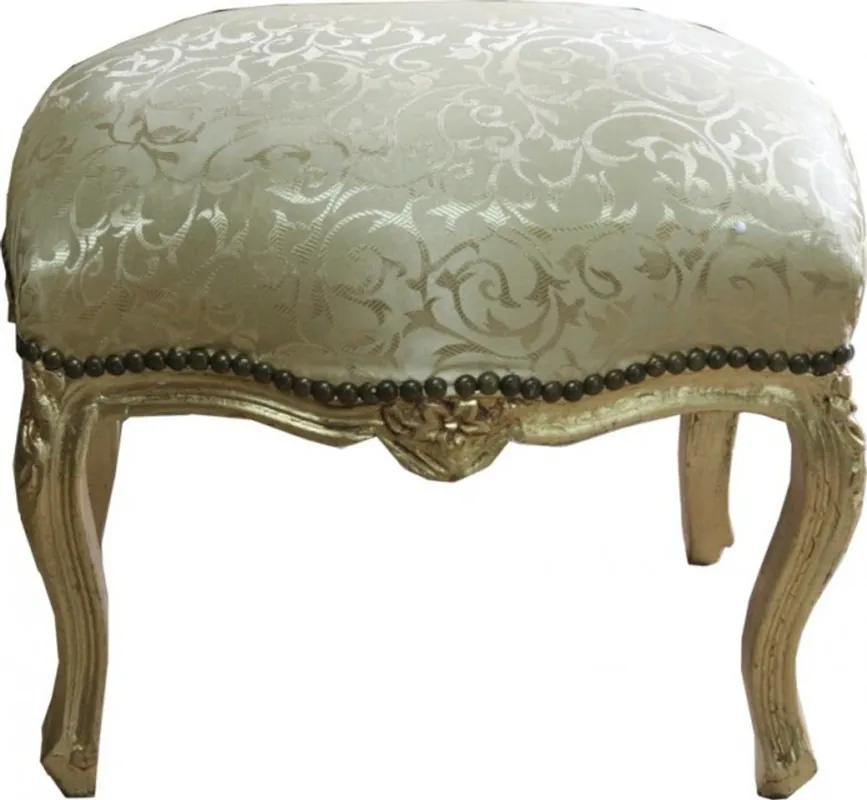 Hochwertig Casa Padrino Barock Fußhocker Gold Muster / Gold Medium