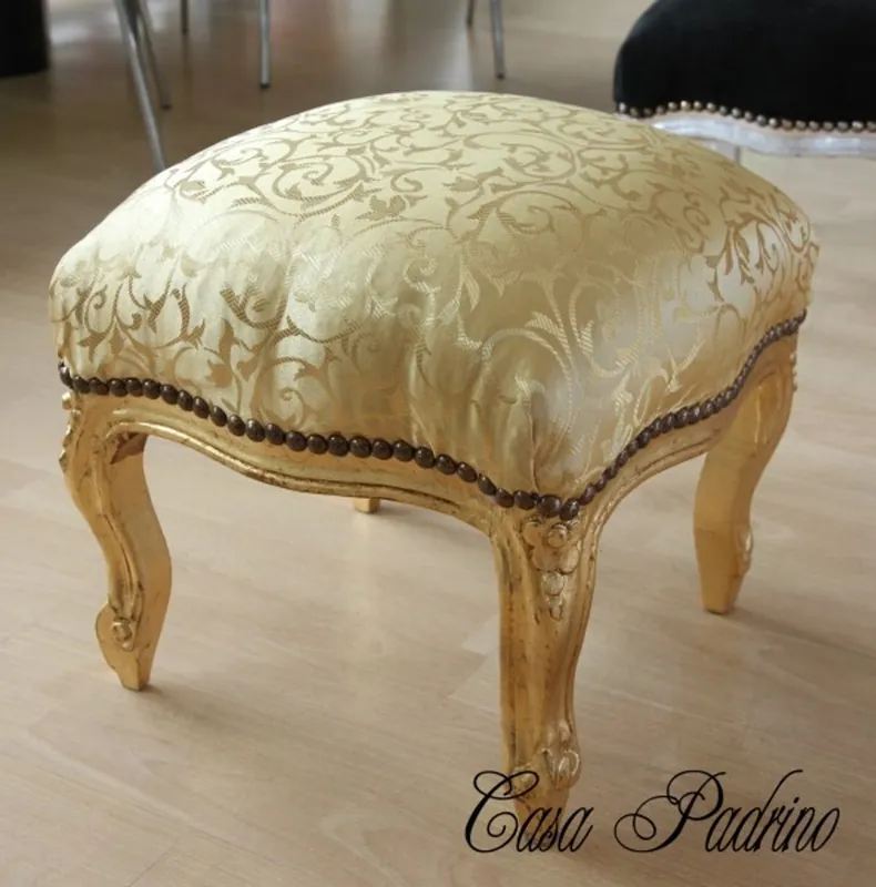 Casa Padrino Barock Fußhocker Gold Muster / Gold - Antik Stil Möbel - Hocker Gratis Versand