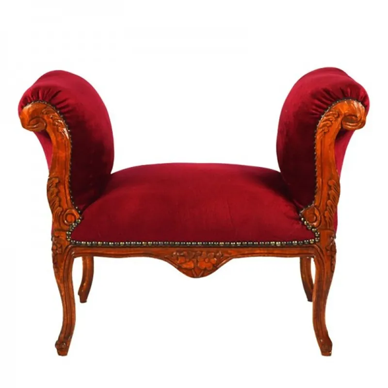 Casa Padrino Barock Schemel Hocker Bordeaux / Braun - Sitzbank Großhandel