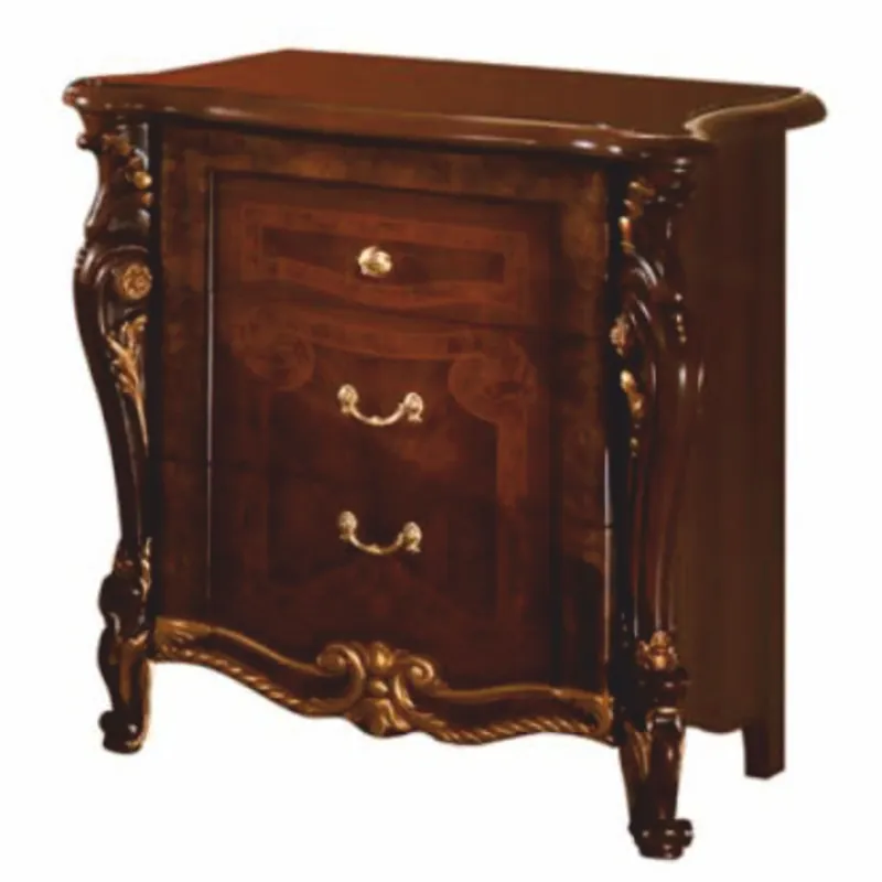 Casa Padrino Luxus Barock Nachtkommode mit 3 Schubladen Dunkelbraun / Gold - Made in Italy Top-Seller