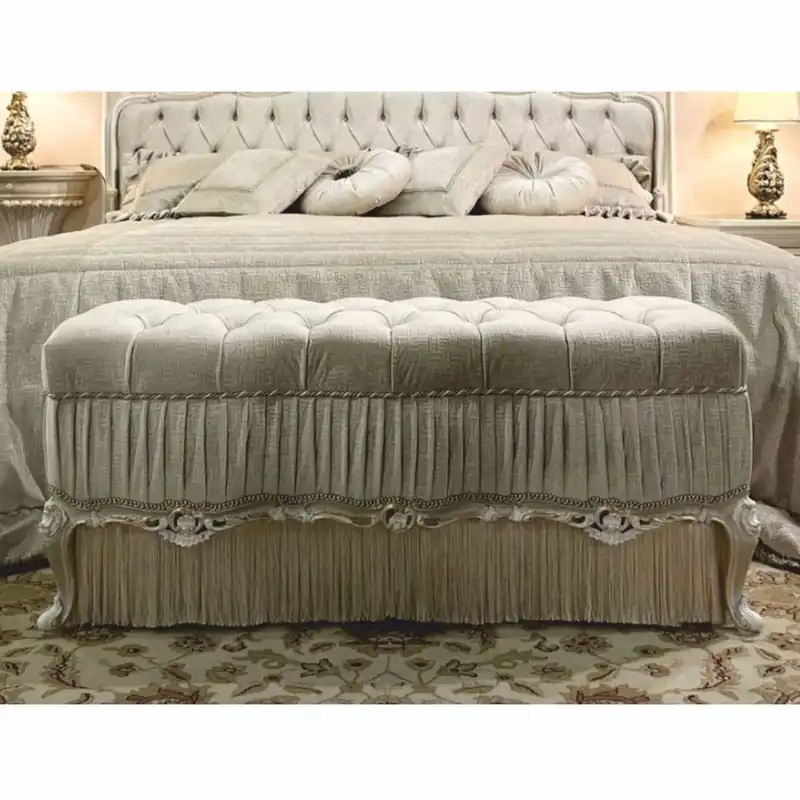Casa Padrino Luxus Barock Sitzbank Weiß / Gold 132 cm - Barock Möbel - Made in Italy Preisknaller