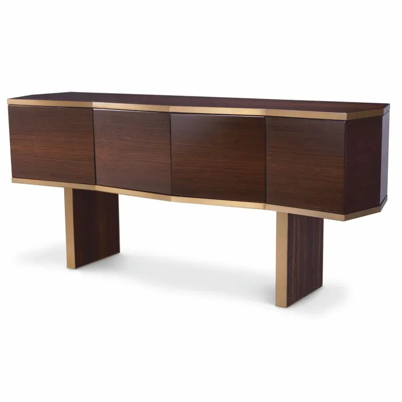 Kostenloser Rückversand Casa Padrino Luxus Sideboard Braun / Messing 180,5 cm - Luxus Hotel Möbel