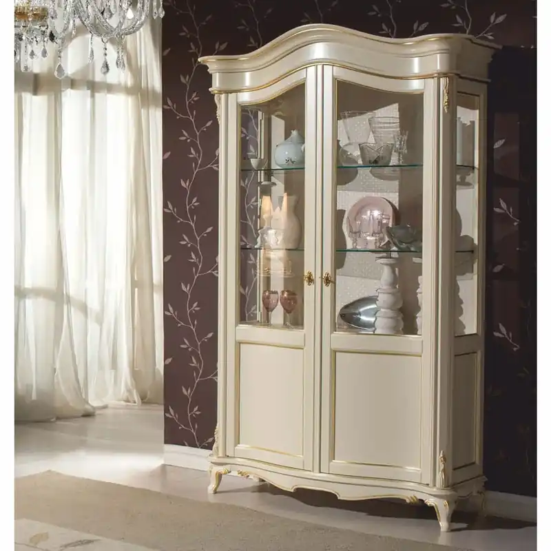 Top-Preis Casa Padrino Luxus Barock Vitrine Creme / Gold H. 211 cm - Barock Möbel - Made in Italy