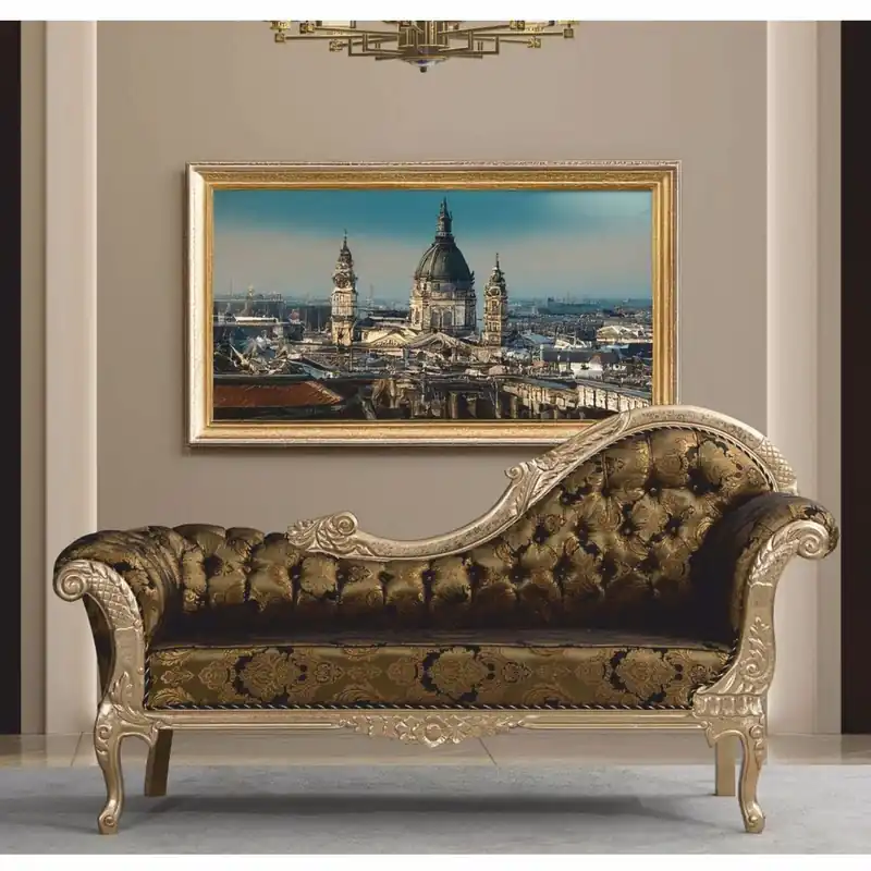 Expressversand Casa Padrino Luxus Barock Sofa Rechte Seite Gold / Schwarz / Silber 210 cm - Barock Möbel
