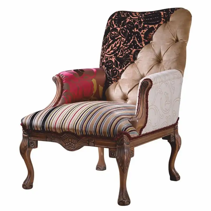 Casa Padrino Luxus Barock Patchwork Sessel Bunt / Braun - Barock Wohnzimmer Möbel Markenware