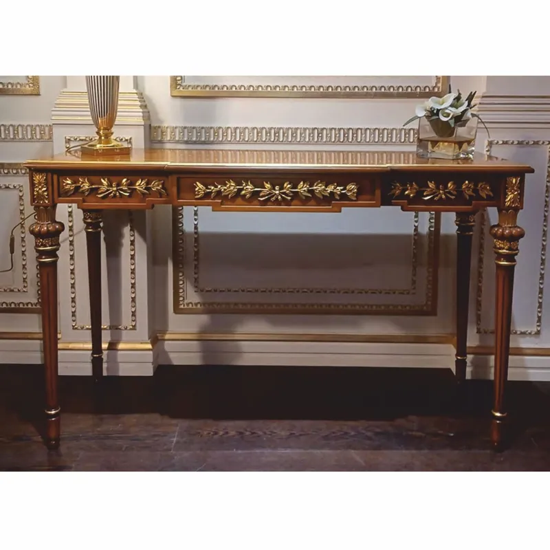 Casa Padrino Luxus Barock Massivholz Konsole Braun / Gold 130 cm - Barock Möbel - Made in Italy Ausverkauf